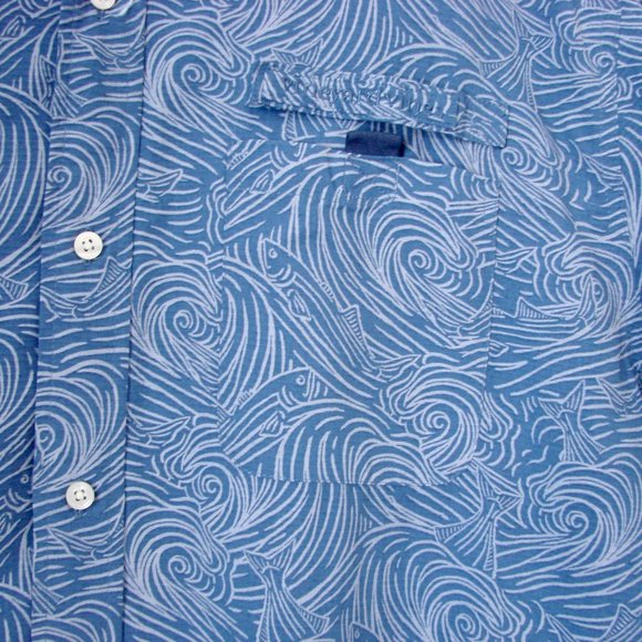 Vineyard Vines Harbor Shirt Surf No Turf Short Sleeve Fish Print Button Down XL - Picture 8 of 16